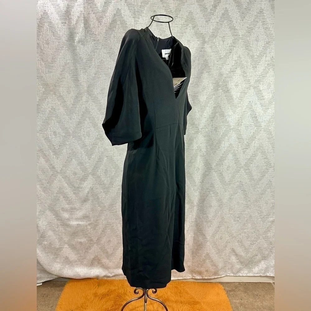 NWT zara narciso rodriguez black v neck midi dress size L